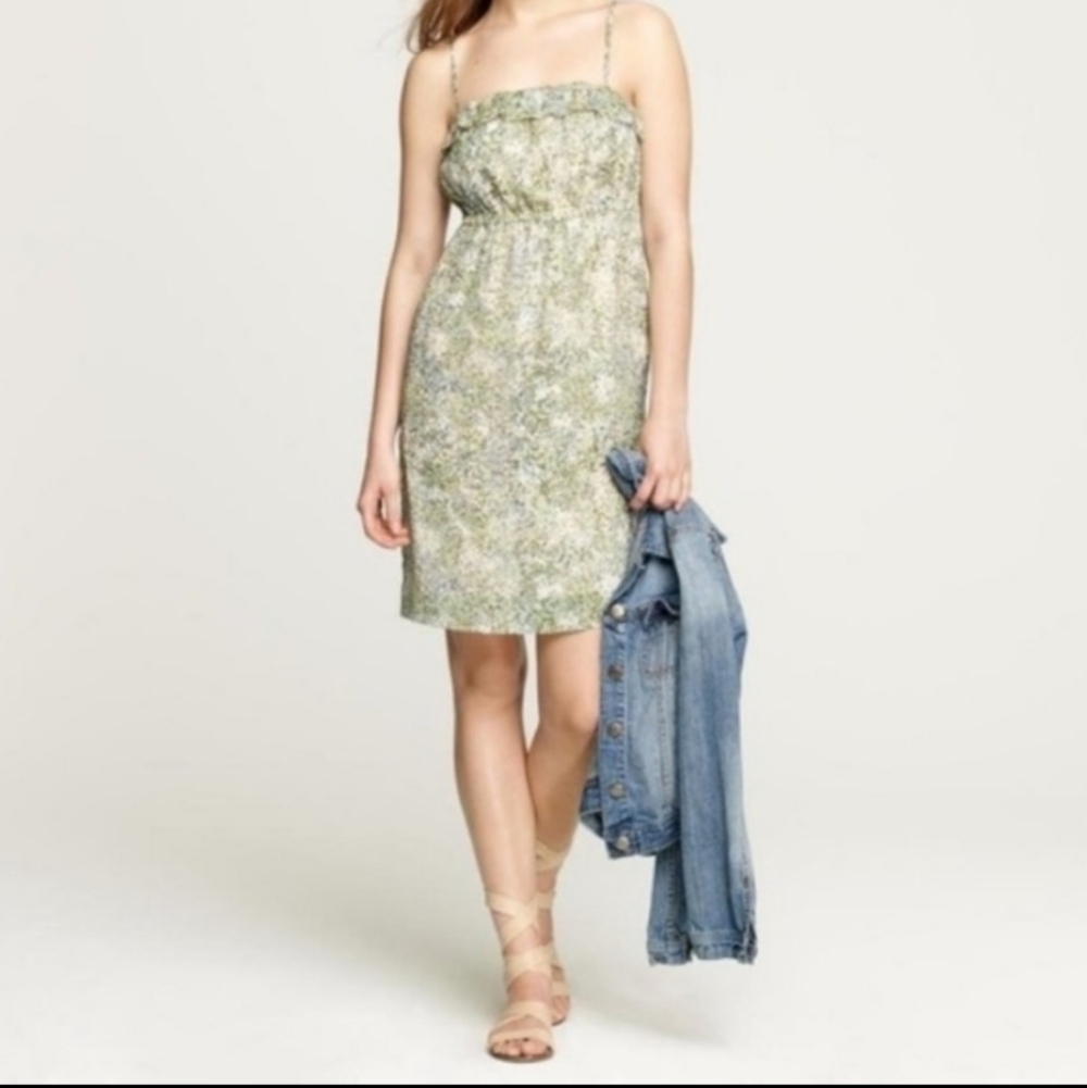 J. Crew 90's ruffle watercolor silk dress